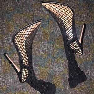 Fishnet Sock Clear Heel Size 8